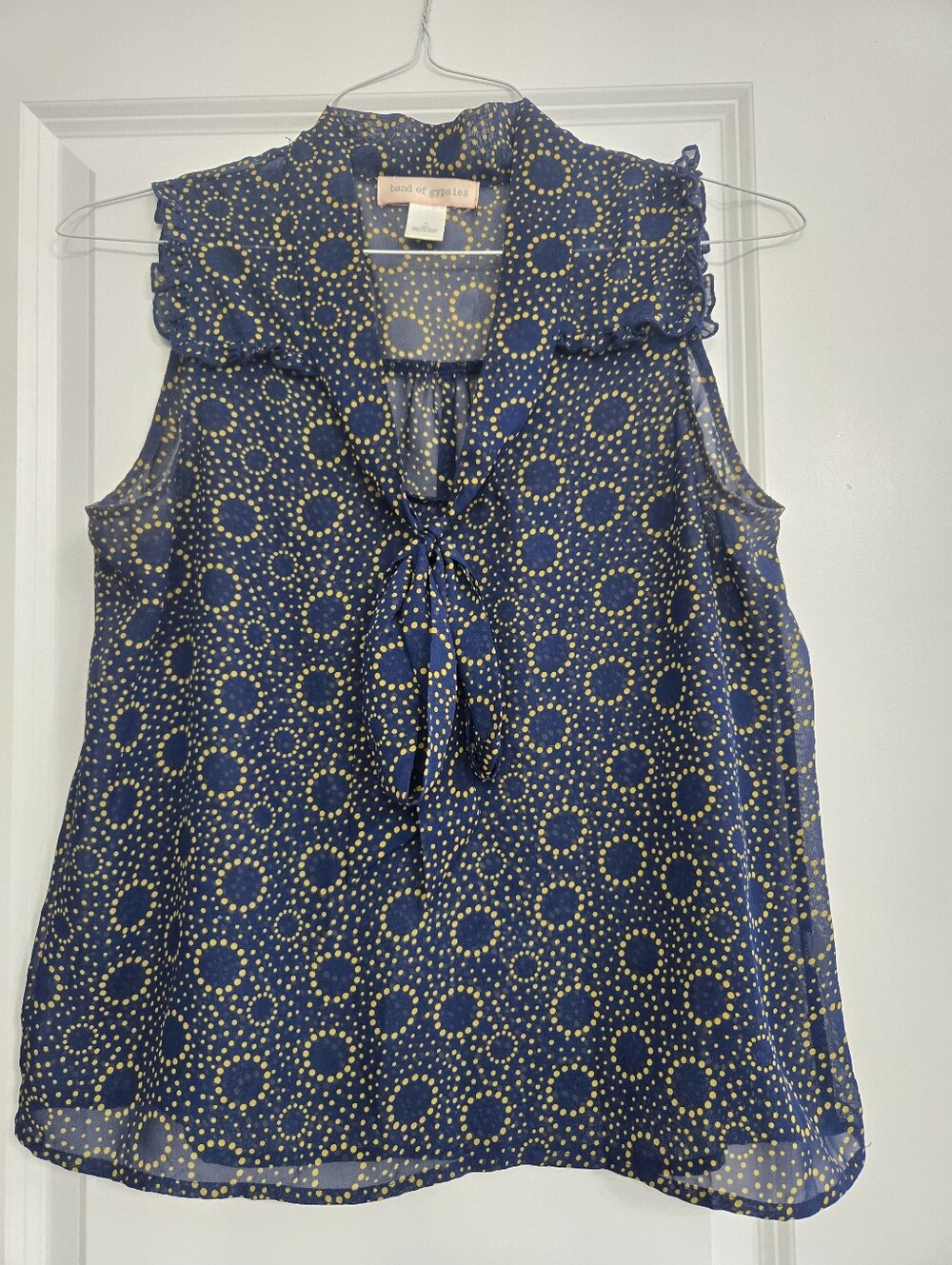Navy Sleeveless Tie-Front Dot Camisole